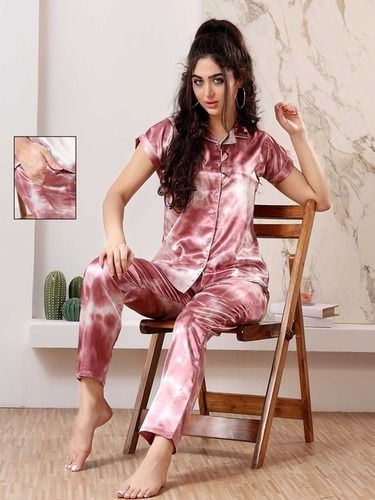 Mix Ladies Premium Front Open Satin Night Suit