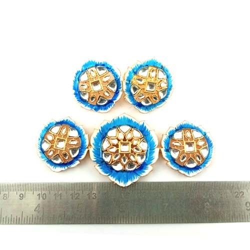 Meenakari Floral Design Blue Pendant Set