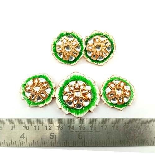 Meenakari Floral Design Green Pendant Set