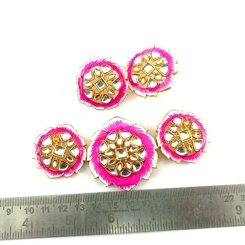 Meenakari Floral Design Pink Pendant Set