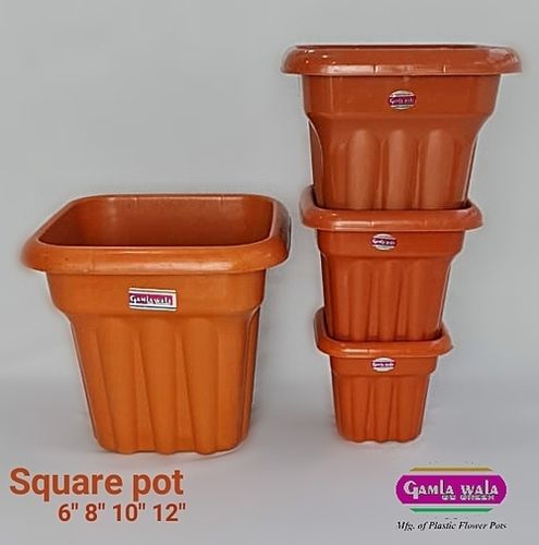 Polished Plastic Brown Color Square Pot For Decoration Purpose