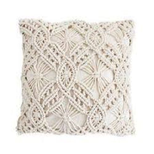 a  Modern Style Square Shape 100% Cotton Macrame Cushion Cover