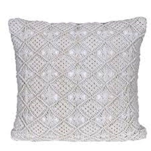 Cotton Macrame Cushion - All Sizes, Hand Knotted Decorative Sofa Decor | Square Shape, Zipper Closure, Embroidered Pattern, Handwash Care