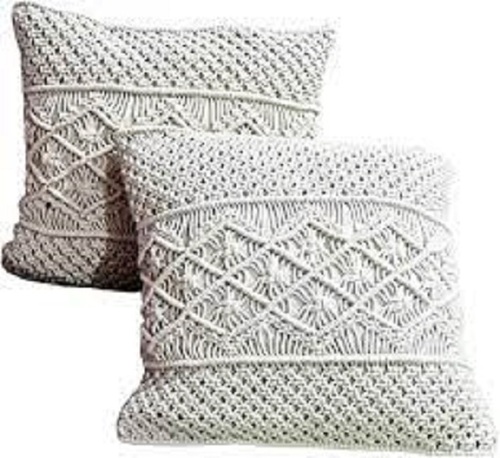 100% Cotton Plain Dyed Macrame Cushion Cover