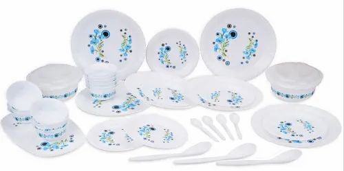 Floral Pattern Round White Melamine Dinner Set