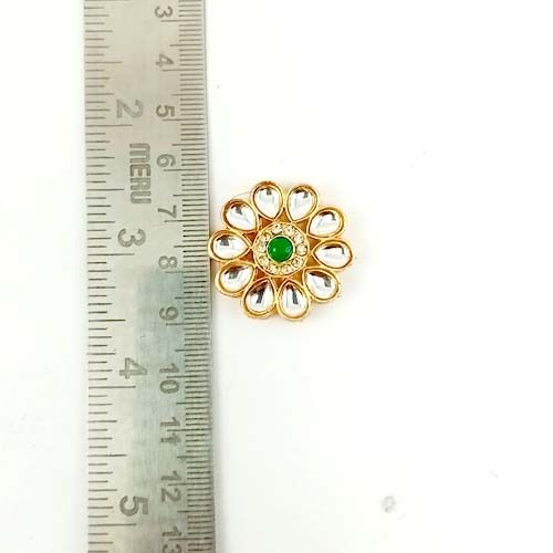 Green Floral Design Kundan Pendant Gender: Children