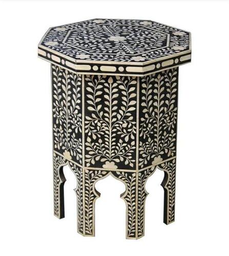 Handicraft Printed Bone Inlay Hexagonal Centre Table