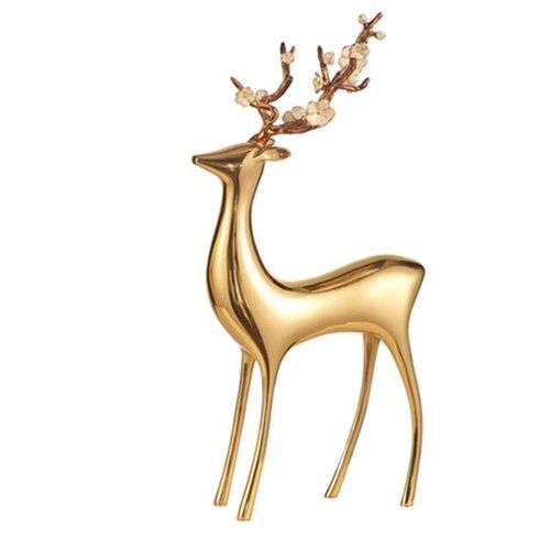 Modern Design Gold Plated Aluminum Deer Sculpture For Table Decoration