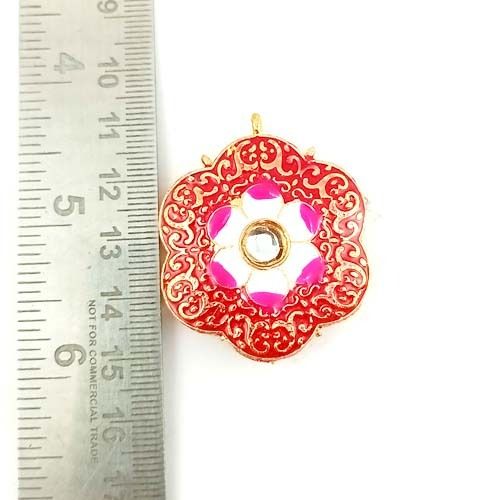 Red Floral Design Metal Pendant