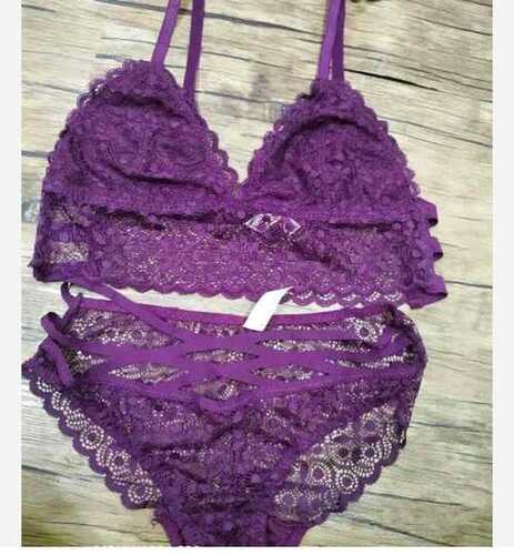 Purple Skin Friendly Regular Fit Comfortable And Relaxed Ladies Plain Net Bra  Panties Set at Best Price in New Delhi