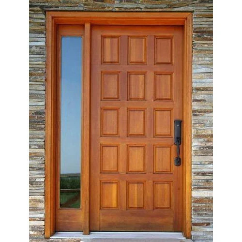 Brown Teak Wooden Door For Home, Office And Hotel - 7 Feet Height, 25mm & 30mm Thickness | Modern Design, Polished Surface Finish