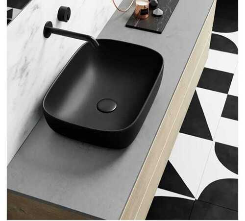 Polished Ceramic Table Top Black Galina Matt Wash Basin