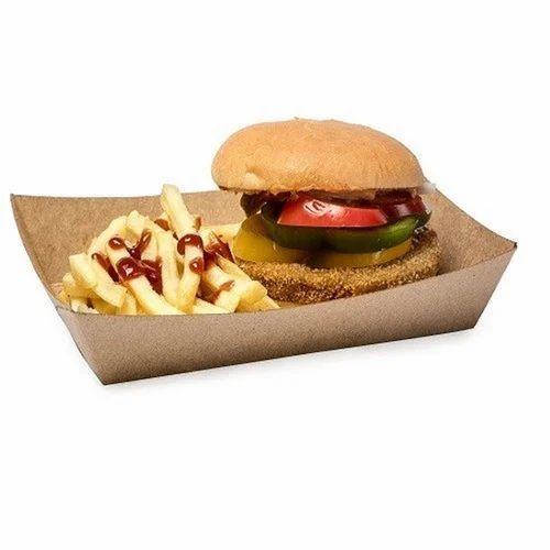 Eco Friendly Disposable Paper Tray For Burger And French Fries Serving