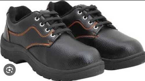 Black Leather Lace Up Safety Shoes