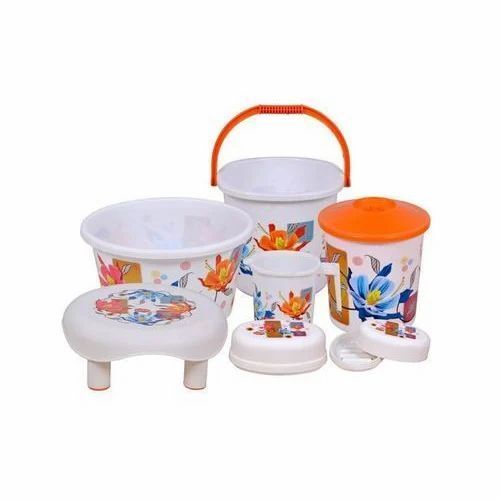 Lightweight And Portable Leak Resistant Solid Plastic Printed Bathroom Set