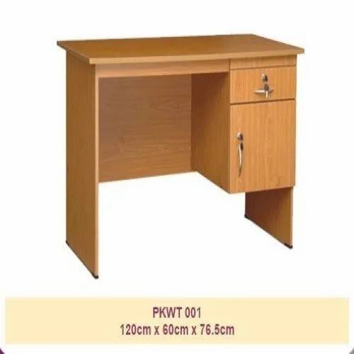 Wood Polished Wooden Office Table With Storage Box
