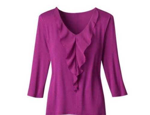 Ladies Full Sleeves Plain Cotton Tops For Casual Wear