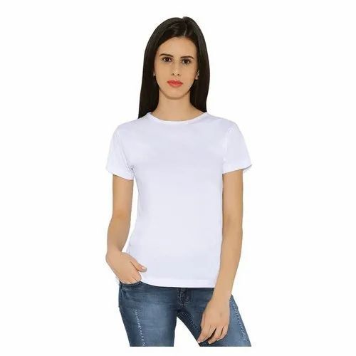 Metal Ladies Round Neck Plain Cotton T Shirt