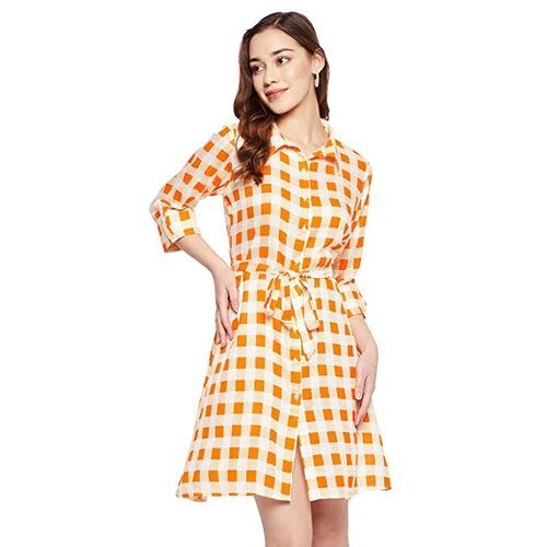 Casual Women Cotton Shirt Style Dress For Party Wear