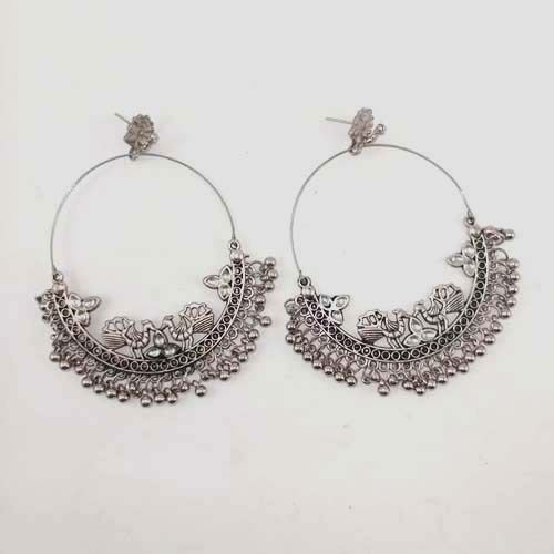 Big Oxidised Silver Artificial Earrings Gender: Children