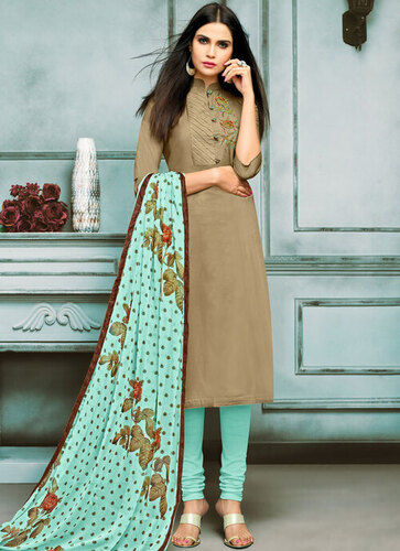 Dark Green Satin Georgette Churidar Suit | Indian dresses online, Green suit  women, Suits for women