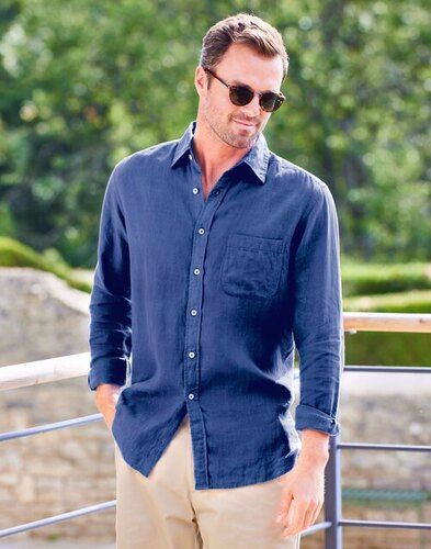 Men''s Fancy Full Sleeves Plain Cotton Shirt - Size S to XL, Blue Color for All Seasons