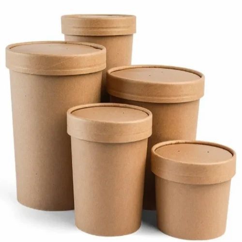 Round Shape Paper Container For Food Packaging Use - Light Weight Ripple Wall Design Brown Color | Suitable for Food Packaging Good Quality
