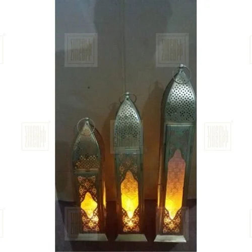 Silver Iron Hanging Halogen Lantern Set