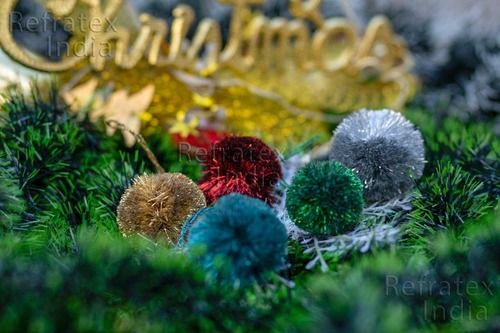 Multi Multicolor Christmas Pom Pom Ornament