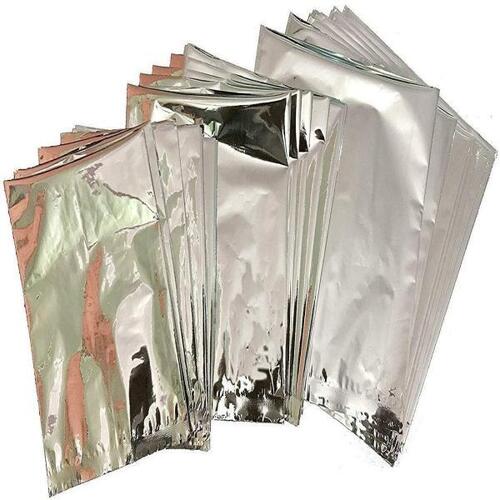 Heat Sealed Plain Glossy Silver Foil Pouch For Food Packaging Size: Different Size Available
