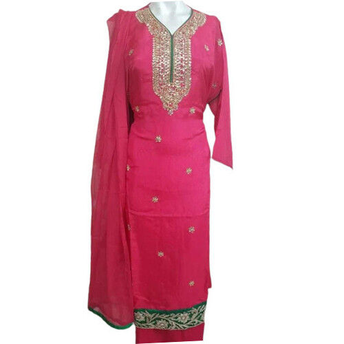 Stitched Party Wear Chanderi Gotapatti Embroidered Suit