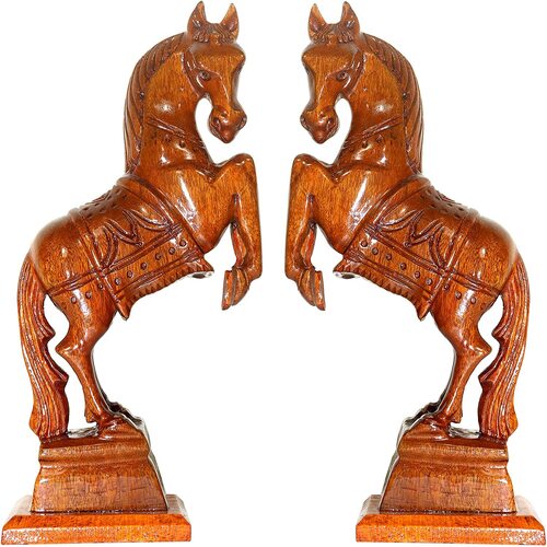 Horse Wooden Handicraft Table Decors Showpieces For Wall Decoration  By Shubham Industries