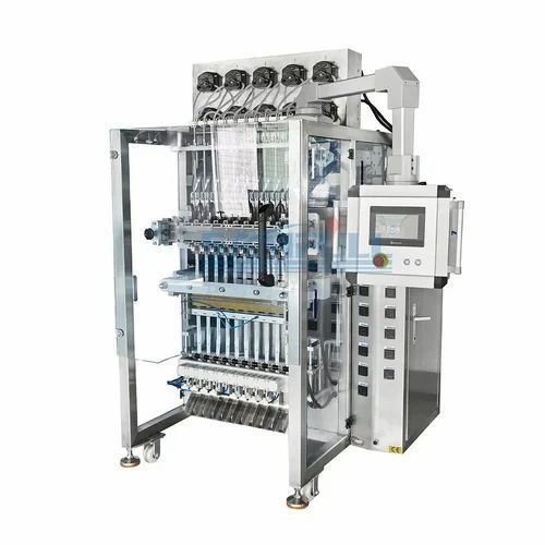 Automatic Pharma Powder Packing Machine - 4 Side Seal Pouch Style, 40 BPH Capacity, 415V Voltage | Highly Efficient, Stainless Steel, Silver