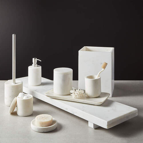 White Marble Bathroom Accessories Set For Home And Hotel