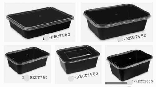1000ml Black Rectangular Plastic Food Container