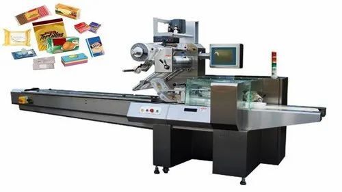 Glossy Lamination Mild Steel Electric Automatic Flow Wrapping Machine For Industrial