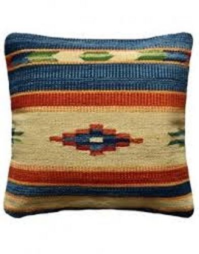 Printed Kilim Wool Jute Cushion Cover