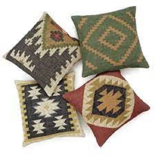 Woven Jacquard Style Printed Kilim Wool Jute Cushion Cover