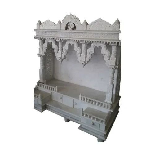 Eco-Friendly 1-5 Feet White Marble Temple For Home, Office And Shop Use