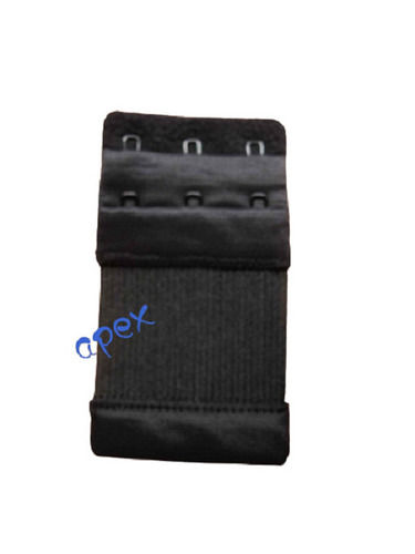 Rectangle Shape Black Polyester And Metal 3 Hooks Bra Extender With Extra Elastic Size: Customized