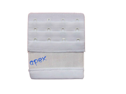 Rectangular White Polyester And Metal 4 Hooks Bra Extender With Extra Elastic Size: Customized