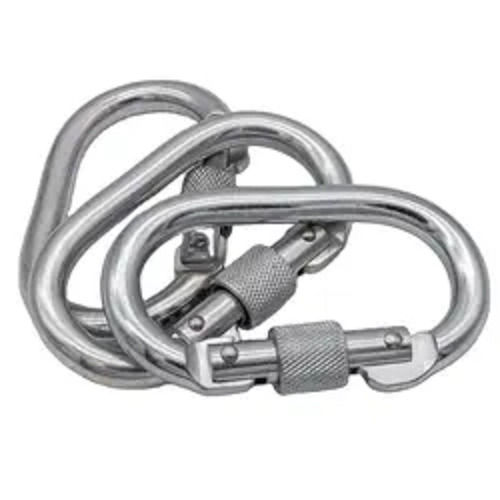 Silver Factory Good 23kn Carabiner Oval Screw Locking Steel Carabine For Harness