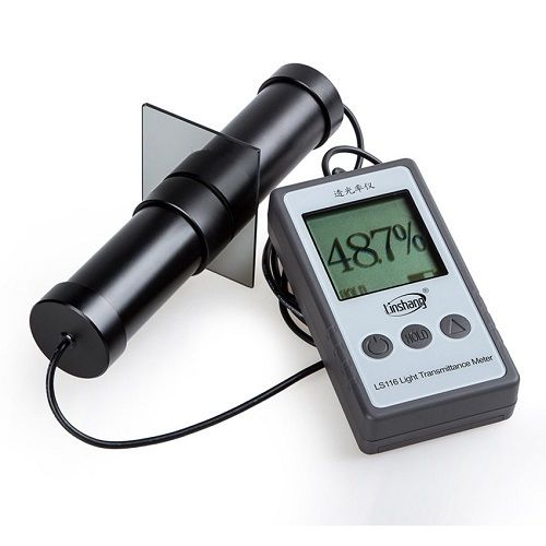 Light Transmittance Meter - Lightweight ABS, 0.001%-99.8% Range | Digital Display, Battery Operated, Portable Measurement for Glass and Coating Materials