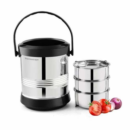 Black Stainless Steel Lunch Box For School, College And Office Use