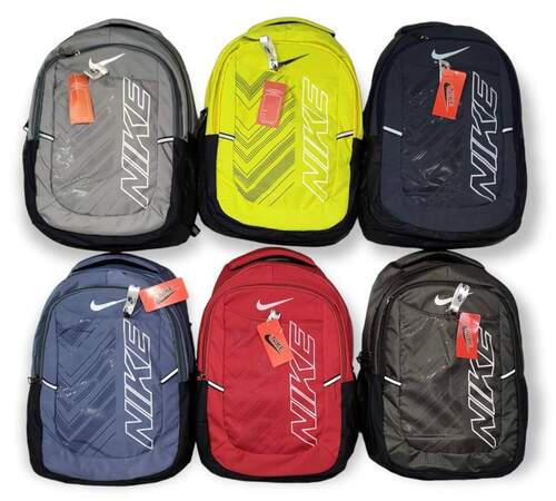 Silver Zipper Closure Printed Nylon School College Bags