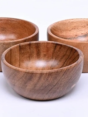Wood Easy To Clean Round Wooden Bowl