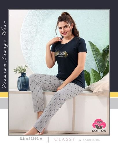 Ladies Hosiery T-Shirts Pyjama Night Suit