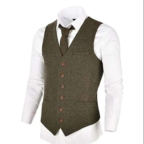 Men Plain Cotton Waistcoats For Formal Wear