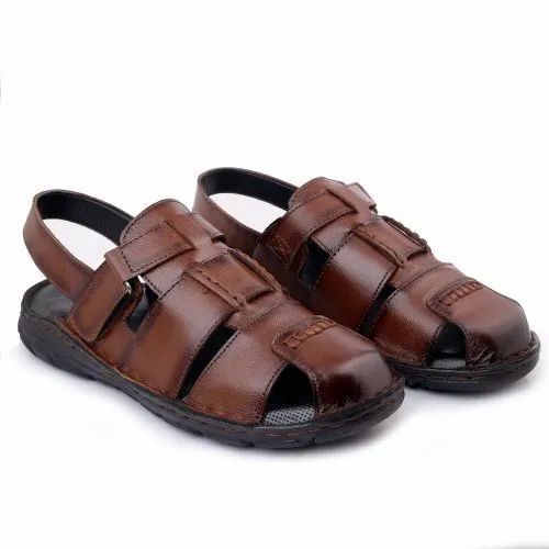 Regular Fit Slip Resistant Lightweight Low Heel Mens Leather Casual Sandals