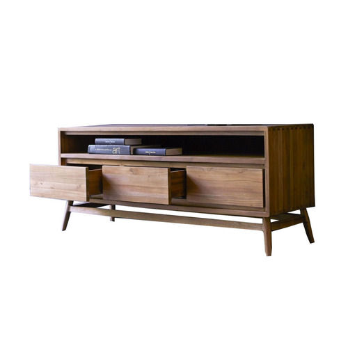 Glazed Wooden 3 Drawer Tv Cabinet: Stylish Storage Solution (Gold Craft)